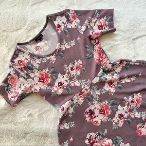 J for Justify dress lilac floral waffle texture half sleeve skater dress sz M